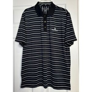 Pebble Beach Performance Polo Men's Large Black Striped Golf‎ Shirt Flawed